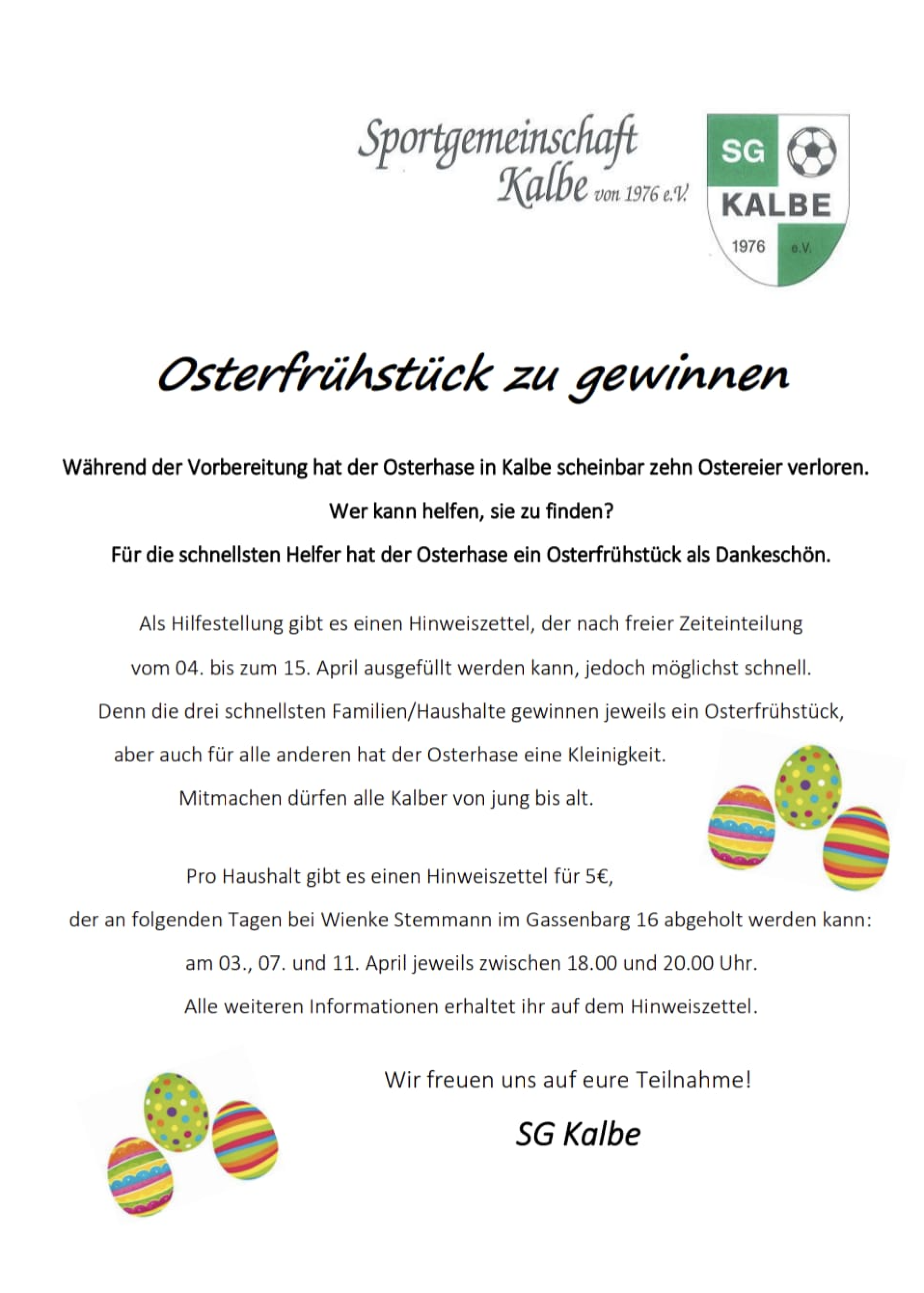 Osterfrühstück zu gewinnen
